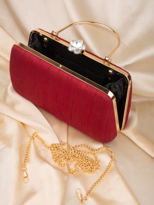 Tanjore Painted Maroon Silk Clutch Bag ALAIO00036