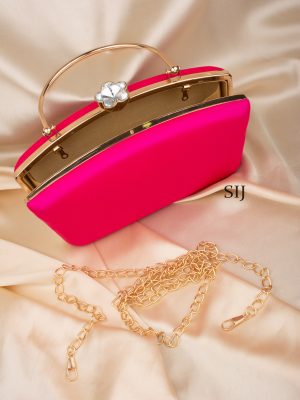 Tanjore Painted Pink Silk Clutch Bag ALAIO00037