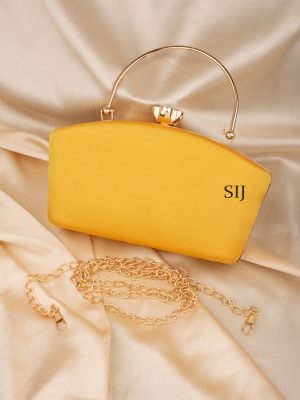 Tanjore Painted Yellow Silk Clutch Bag ALAIO00038
