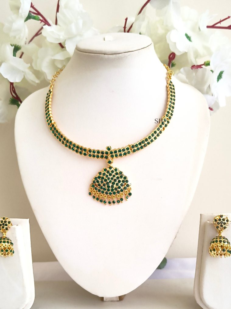 Emerald Antique Attigai Necklace Set ELEIN00039