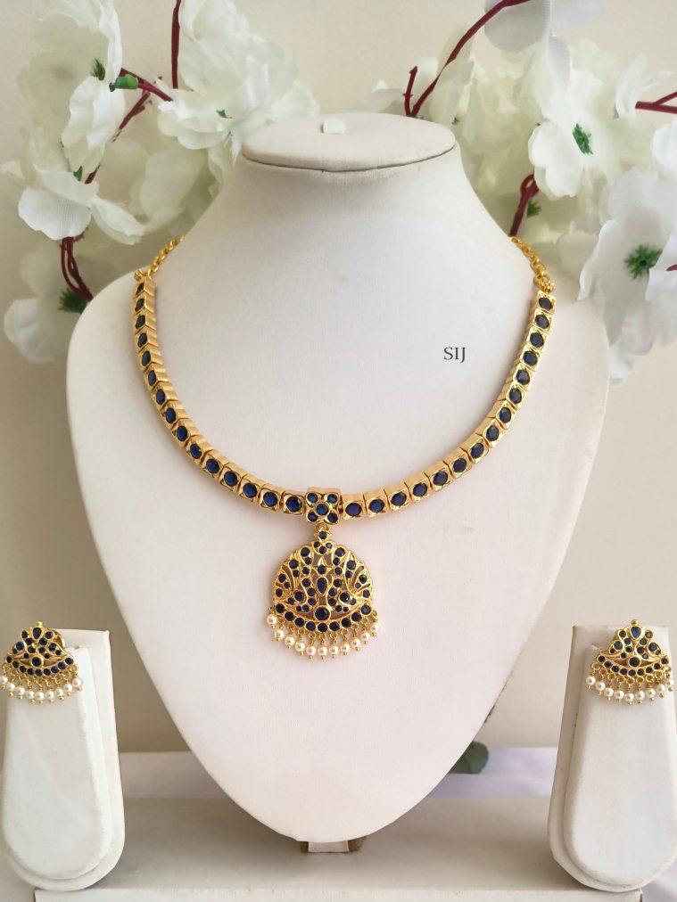 Blue Antique Attigai Necklace Set ELEIN00040