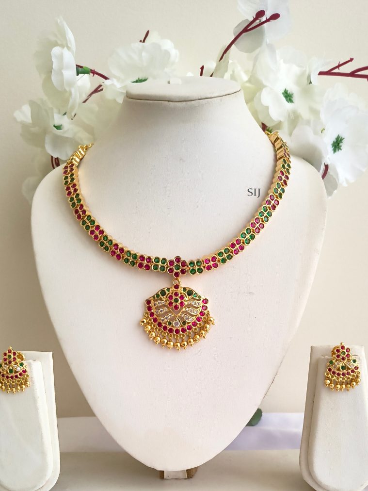 Stone Antique Attigai Necklace Set ELEIN00041