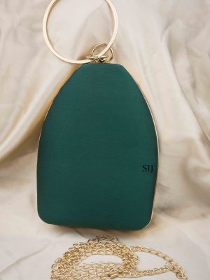 Tanjore Painted Green Silk Clutch Bag ALAIO00042