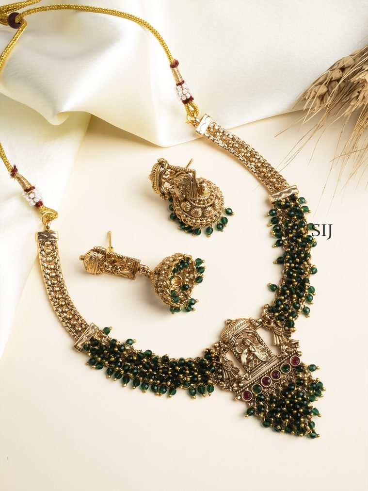 Green Beaded Palakku Necklace STIIN00662