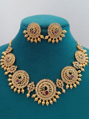 AD Stones Peacock Necklace