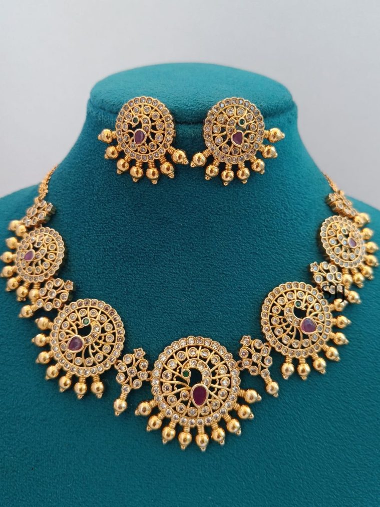 AD Stones Peacock Necklace