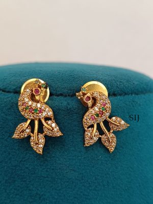 Multi AD Stones Leaf Peacock Necklace LADIN00869