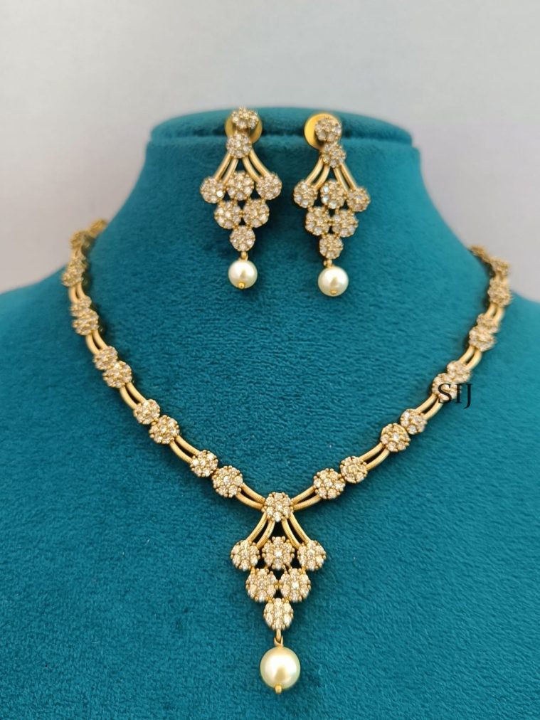 White Stones Necklace LADIN00874