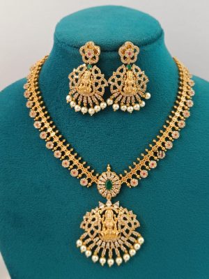 Multi Stones Lakshmi Necklace LADIN00879