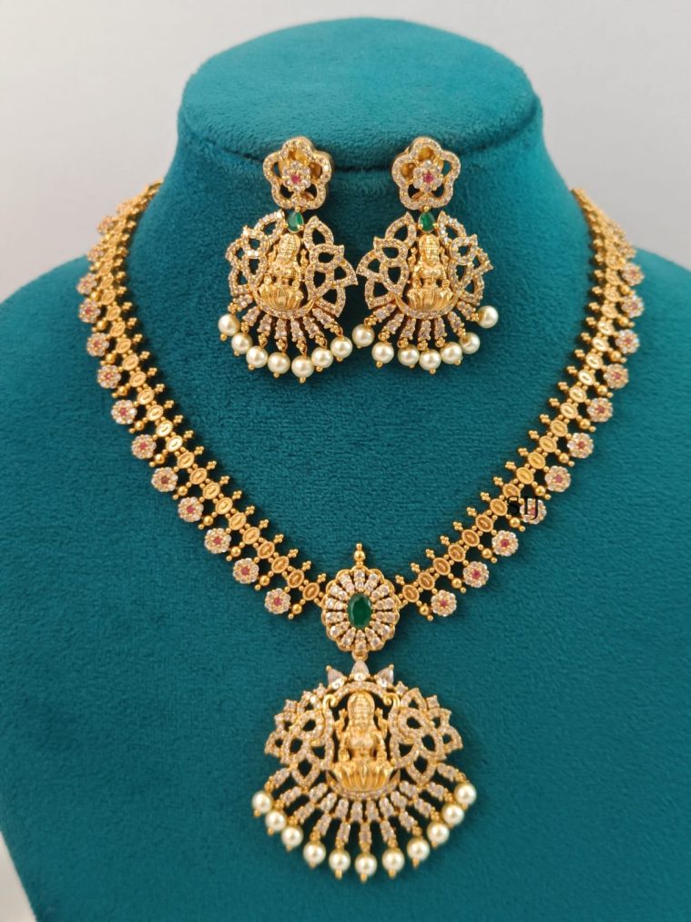 Multi Stones Lakshmi Necklace LADIN00879