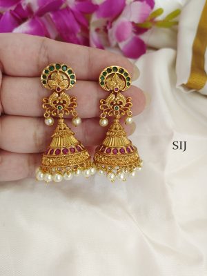 Gold Finish Jhumkas With Pearl Hanging BELIE00129