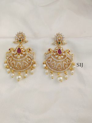 Peacock CZ Chandbali Earrings BELIE00131