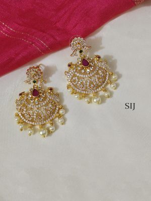 Peacock CZ Chandbali Earrings BELIE00131