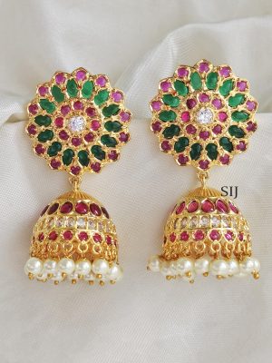 Gold Finish Kemp Jhumkas BELIE00132