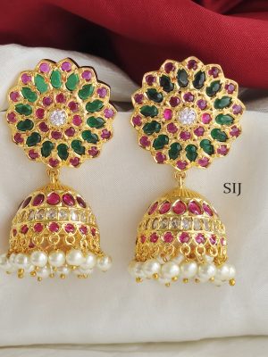 Gold Finish Kemp Jhumkas BELIE00132