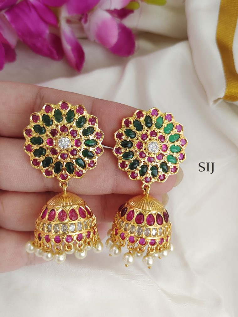 Gold Finish Kemp Jhumkas BELIE00132
