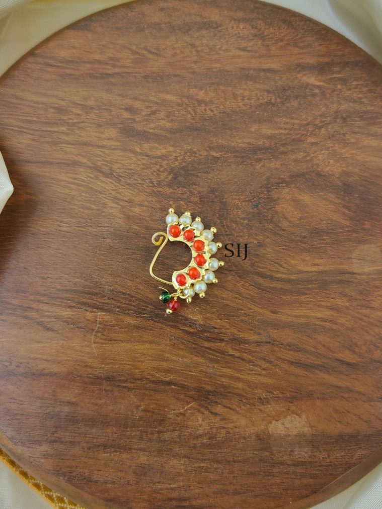 Coral Pearl Nose Ring AJPIPN03243