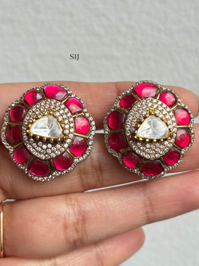Jadau Victorian Massonite Stud Earrings SPAIE02458