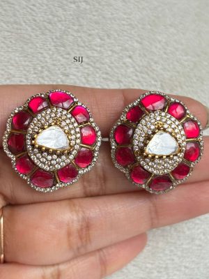 Jadau Victorian Massonite Stud Earrings SPAIE02458