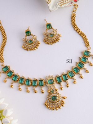 Peacock Green Stone Necklace AJPIN03310
