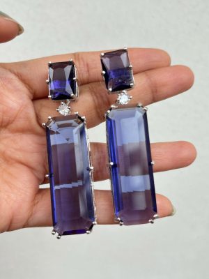 Silver Finish Swarovski Earrings SPAIE02452