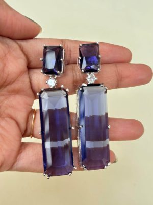 Silver Finish Swarovski Earrings SPAIE02452