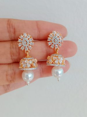 White Stone Jhumkas SPAIE02486