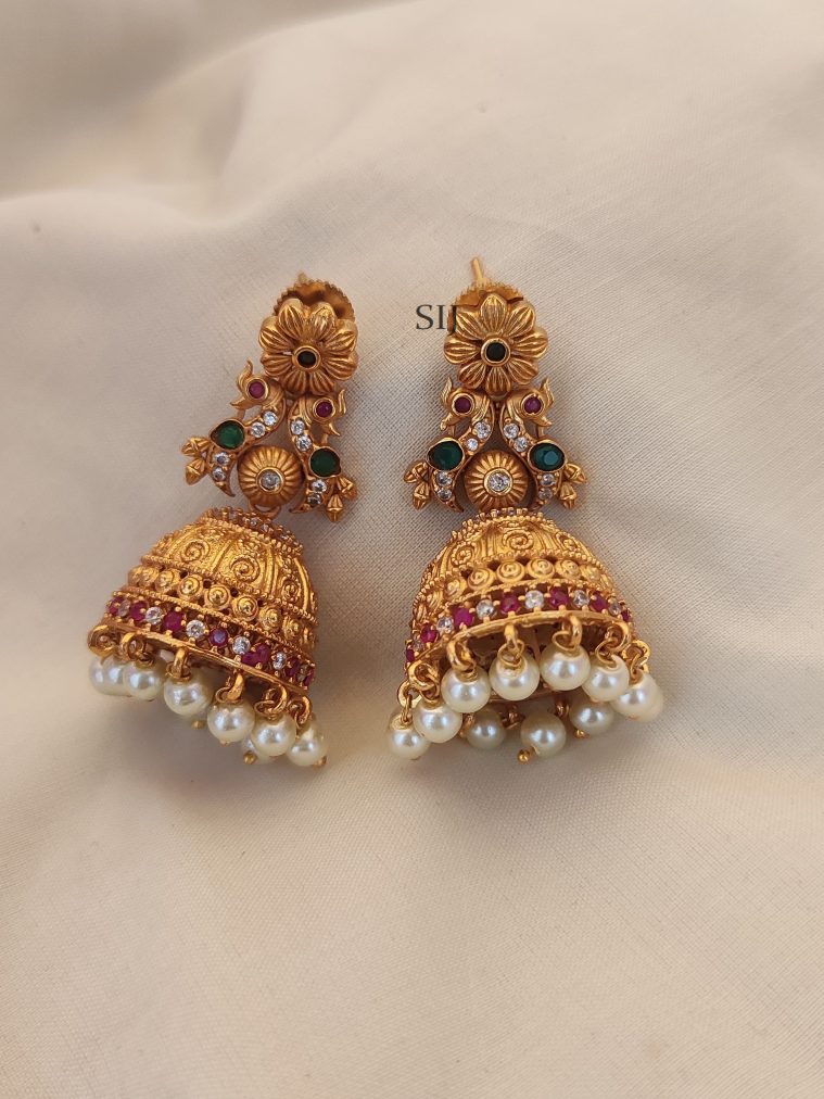 Antique Dual Peacock Jhumkas ARJIE00158