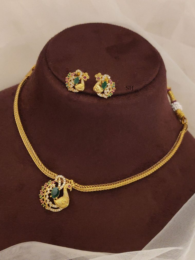 Antique Peacock Attigai Necklace ABDIN02179