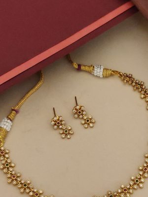 White Stone Flower Necklace ABDIN02189