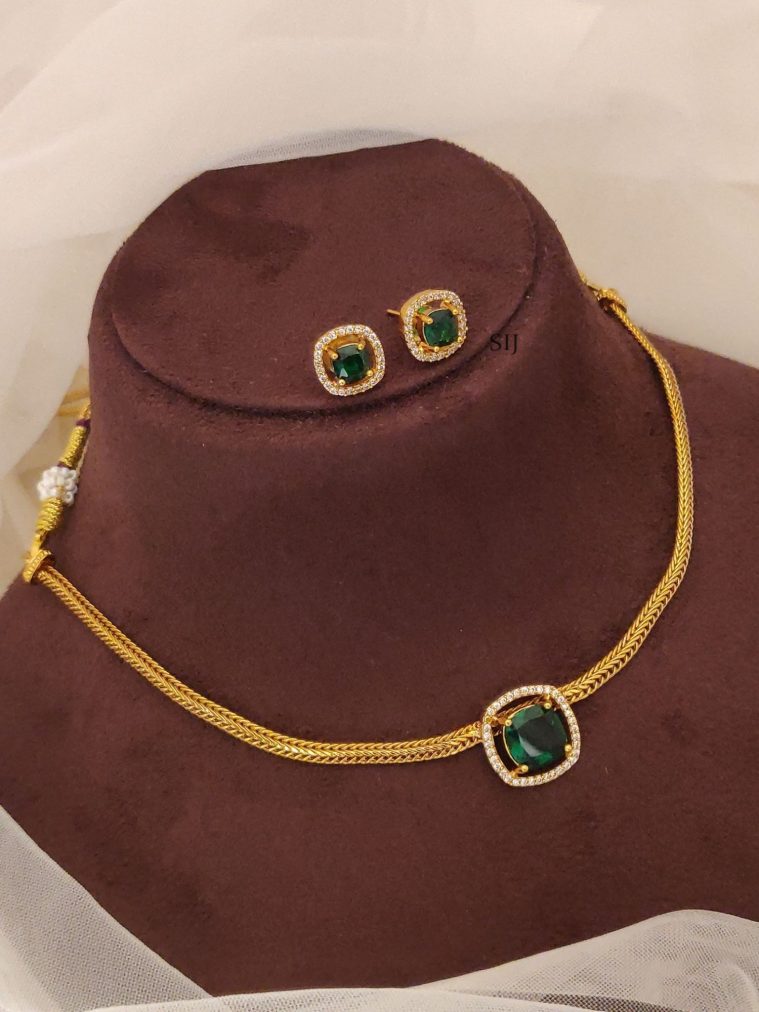 Antique Green Stone Attigai Necklace ABDIN02179