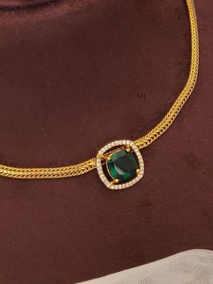 Antique Green Stone Attigai Necklace ABDIN02179