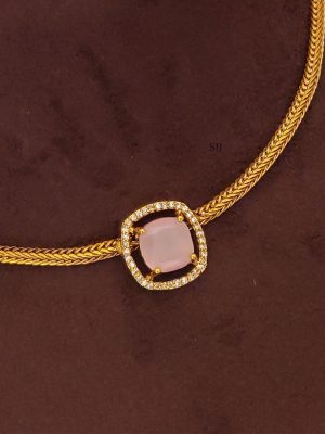 Antique Pink Stone Attigai Necklace ABDIN02191