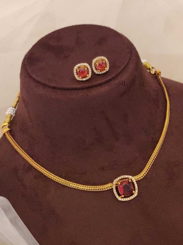 Antique Red Stone Attigai Necklace ABDIN02192
