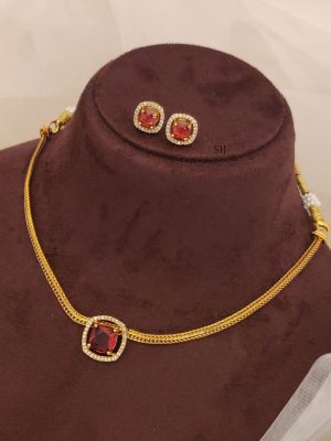 Antique Red Stone Attigai Necklace ABDIN02192