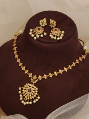 White Stone Attigai Necklace ABDIN02193