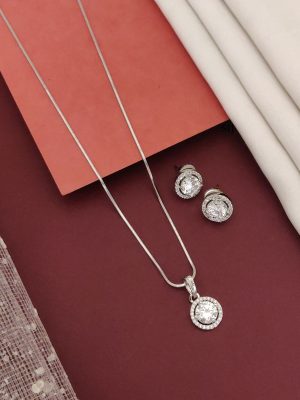 Silver Plated AD Pendant Chain ABDIPC02202