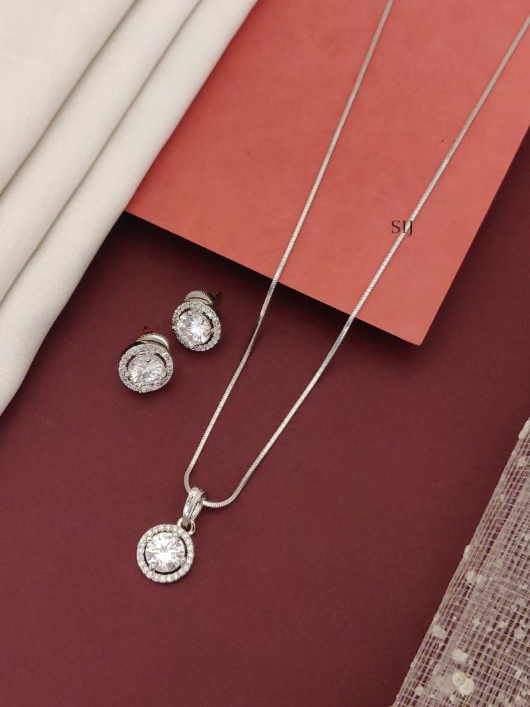 Silver Plated AD Pendant Chain ABDIPC02202