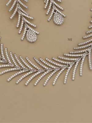 Silver Plated White Stone Necklace ABDIN02203