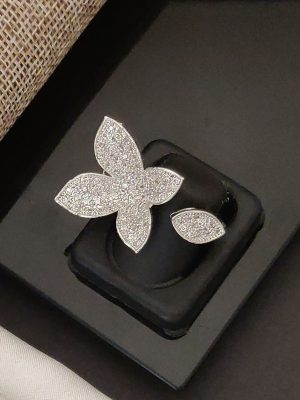 Silver Plated AD Openable Finger Ring ABDIF02245