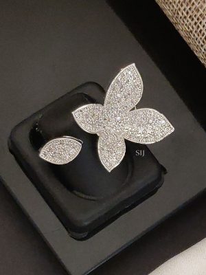 Silver Plated AD Openable Finger Ring ABDIF02245