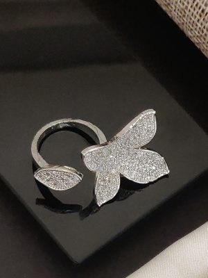 Silver Plated AD Openable Finger Ring ABDIF02245