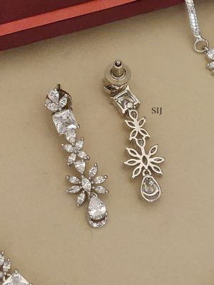 Silver Plated White Stone Necklace ABDIN02254
