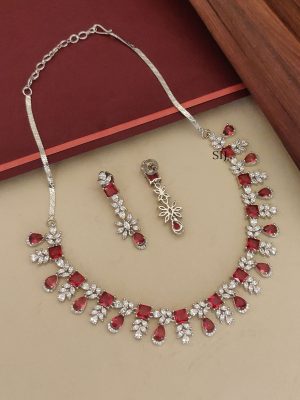 Silver Plated Stone Necklace ABDIN02257