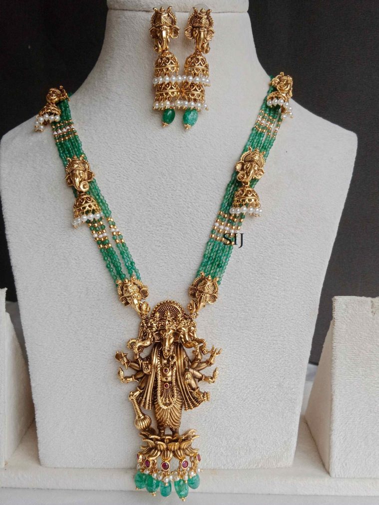 Vinayakar Green Beads Haram SPAIL02495
