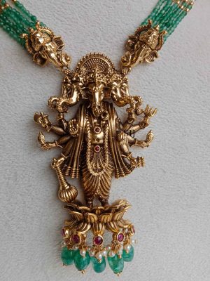 Vinayakar Green Beads Haram SPAIL02495