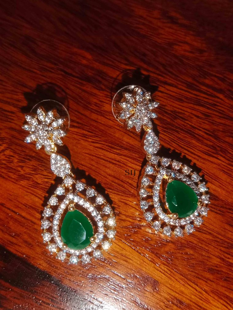 AD and Emerald Stone Earrings SPAIE02511