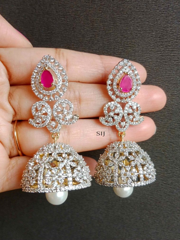 AD and Ruby Stone Jhumka SPAIE02512