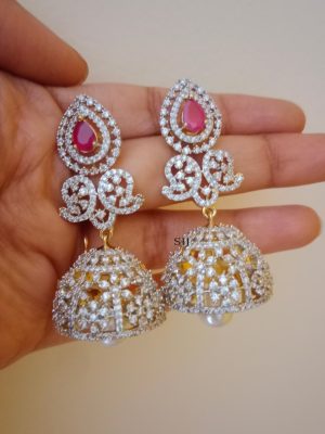 AD and Ruby Stone Jhumka SPAIE02512
