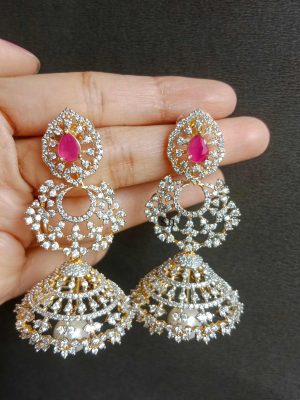 AD and Ruby Stone Jhumka SPAIE02514